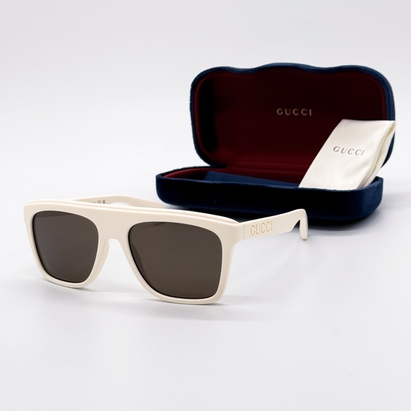 NEW GUCCI GG1570S 003 SQUARE BEIGE BROWN UNISEX SUNGLASSES GUCCI - Picture 2 of 10